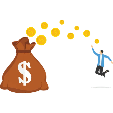 A Big Money Bag Attracts A Lot Of Coins Making Money Return On Investment Concept Illustration