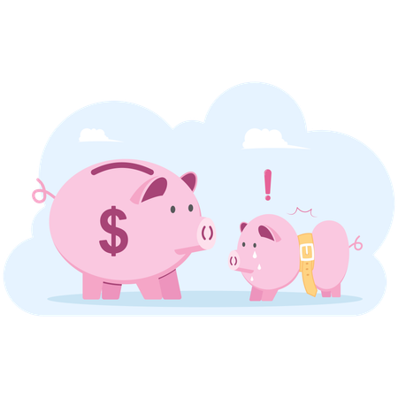 Big piggy bank and small piggy bank  Illustration