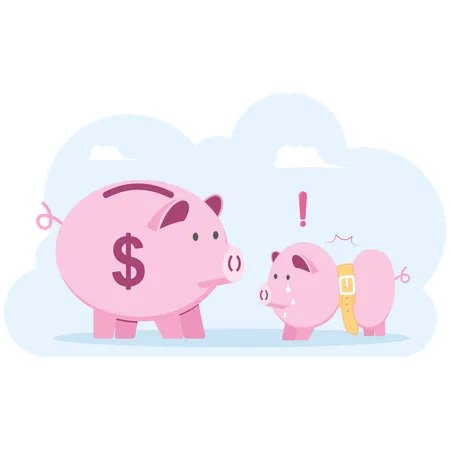 Big piggy bank and small piggy bank  Illustration