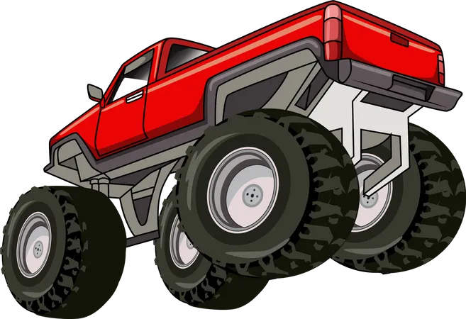 Big Red Monster Truck Vector Illustration Illustration