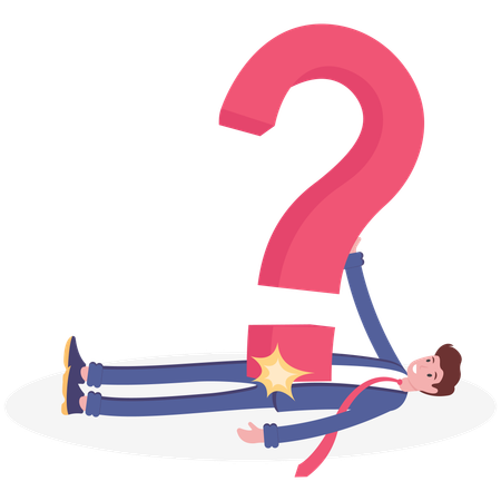 Big red question mark fall on businessman  イラスト