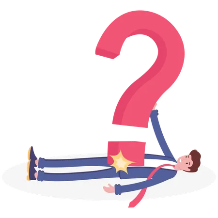 Big red question mark fall on businessman  イラスト
