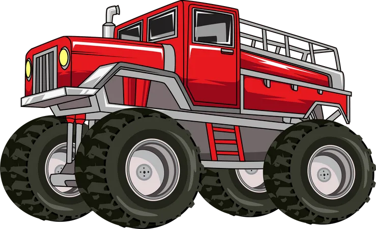 Big Red Truck Car Vector Illustration Illustration