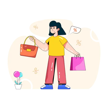 Modern Flat Illustration Of Shopping Discount Illustration