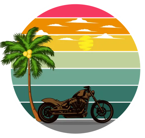 Bike at beach  Illustration