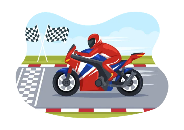 Racing Motorsport Speed Bike Template Hand Drawn Cartoon Flat Illustration For Competition Or Championship Race By Wearing Sportswear And Equipment Illustration