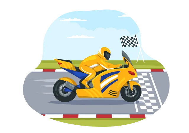 Racing Motosport Speed Bike Template Hand Drawn Cartoon Flat Illustration For Competition Or Championship Race By Wearing Sportswear And Equipment Illustration