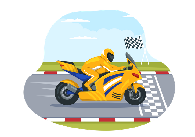 Biker doing race  イラスト