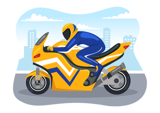 Biker doing race  イラスト