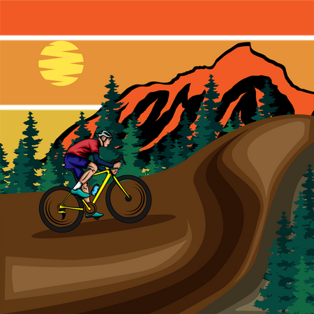 Biker in mountain  Illustration