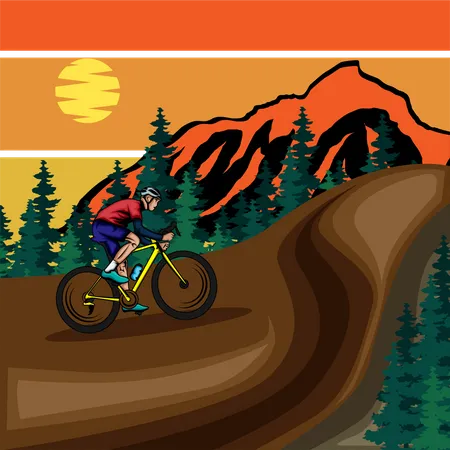 Biker in mountain  Illustration