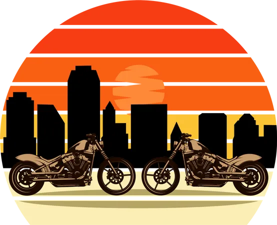 Bikes in city  Illustration