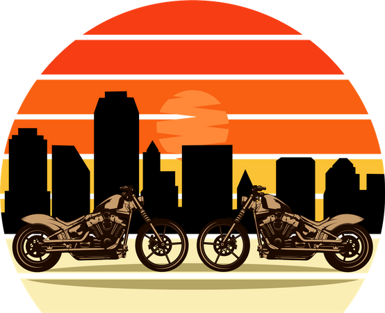 Bikes in city  Illustration