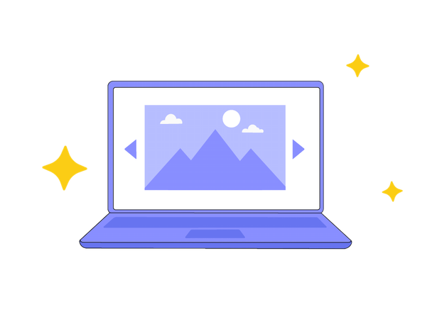 Bild-Diashow auf dem Laptop-Bildschirm angezeigt  Illustration