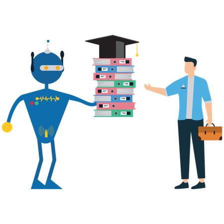 Bildungslernprozess mit Laptop für künstliche Intelligenz  Illustration
