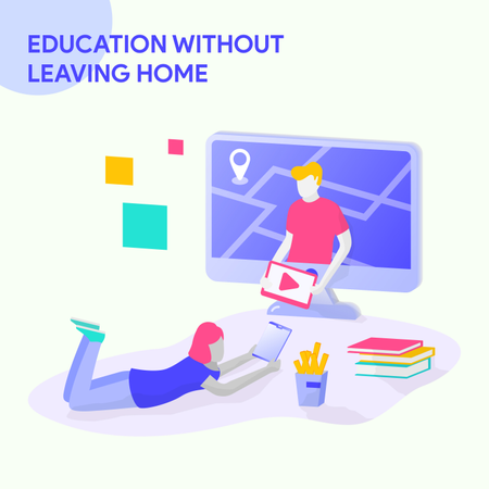 Bildung ohne das Haus zu verlassen  Illustration