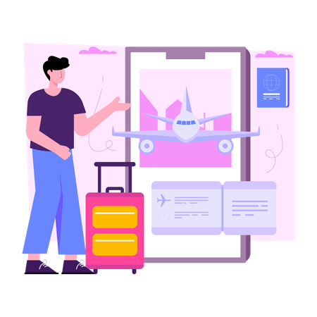 Bilhete de avião móvel  Ilustração