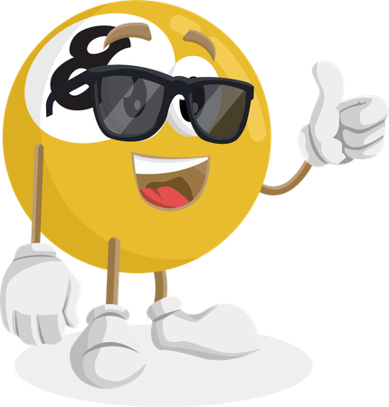 Biliard logo mascot thumb pose  Illustration