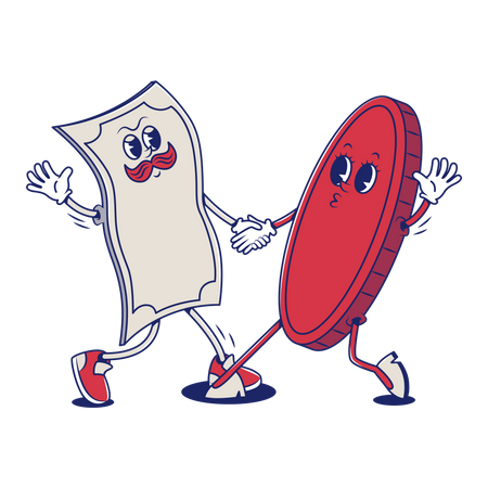 Bill And Coin Dance  Illustration