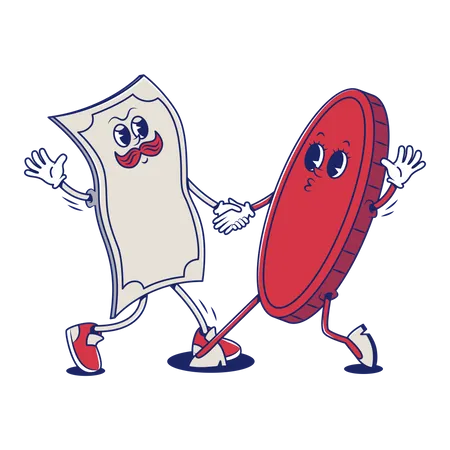 Bill And Coin Dance  Illustration