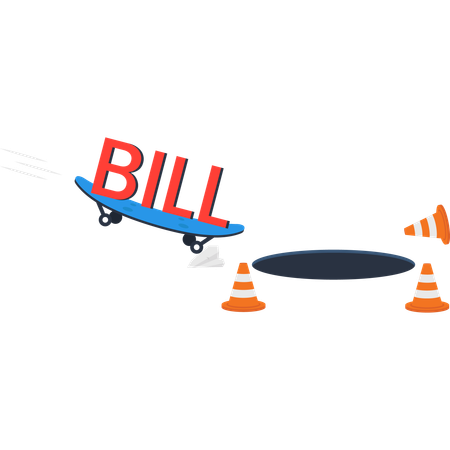 Bill patina sobre el agujero y el riesgo financiero de la deuda  Ilustración