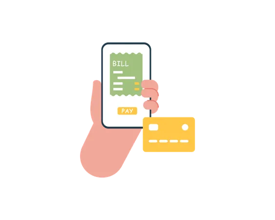 Bill payment made through smartphone  Illustration