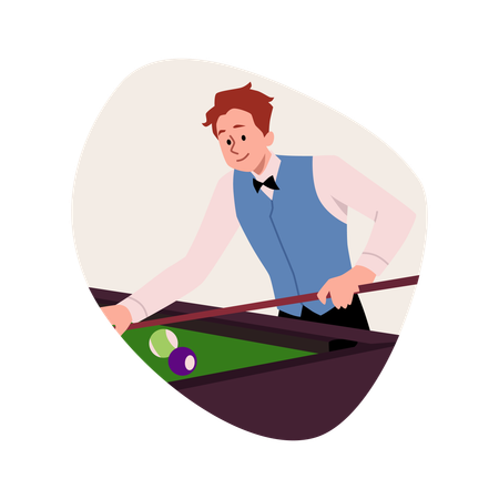 Billardspieler in Uniform konzentriert sich auf sein Spiel  Illustration