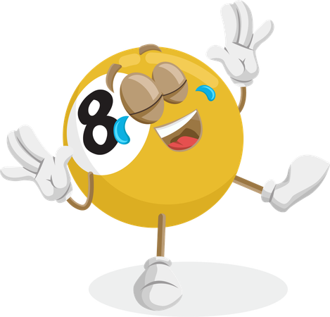 Billard-Logo-Maskottchen glückliche Pose  Illustration