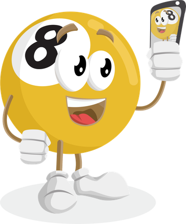 Billard-Logo-Maskottchen mit Selfie-Pose  Illustration