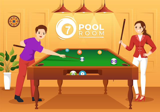 Best Premium Snooker player playing Billiards Game Illustration download in  PNG & Vector format