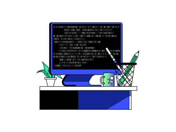 Binary programming on computer Illustration