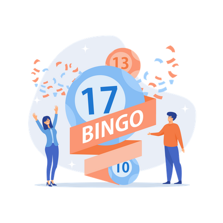 Bolas de loteria bingo com números da sorte  Ilustração
