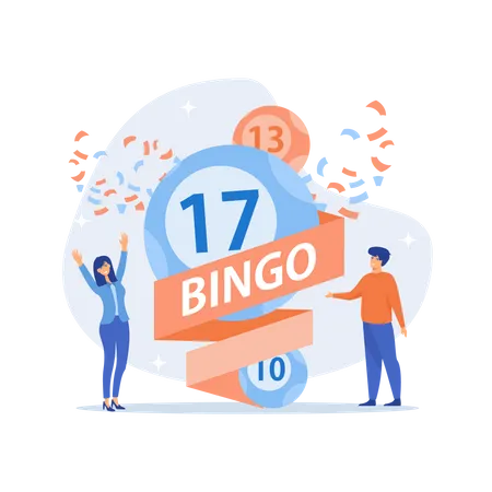 Bingo lottery balls with lucky numbers  Illustration