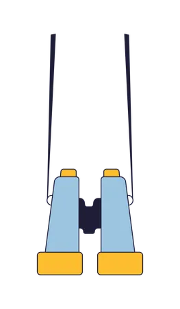 Binoculars Flat Line Color Isolated Vector Object Optical Instrument Editable Clip Art Image On White Background Simple Outline Cartoon Spot Illustration For Web Design Illustration