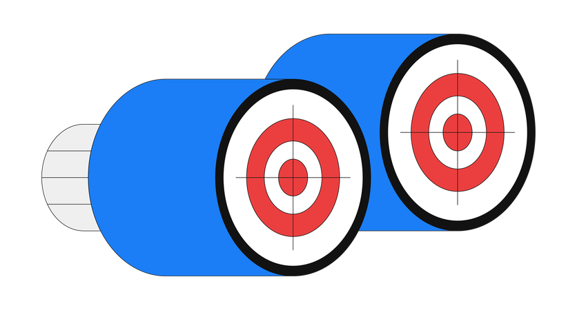 Binoculars with bullseye target lenses  Illustration