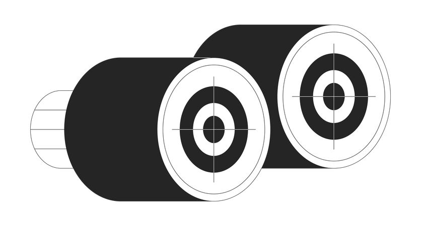 Binoculars with bullseye target lenses  Illustration