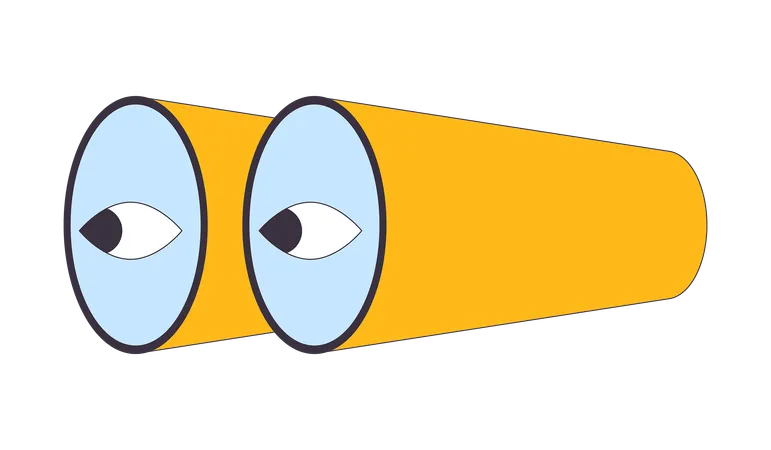Binoculars with eyes on lenses  イラスト