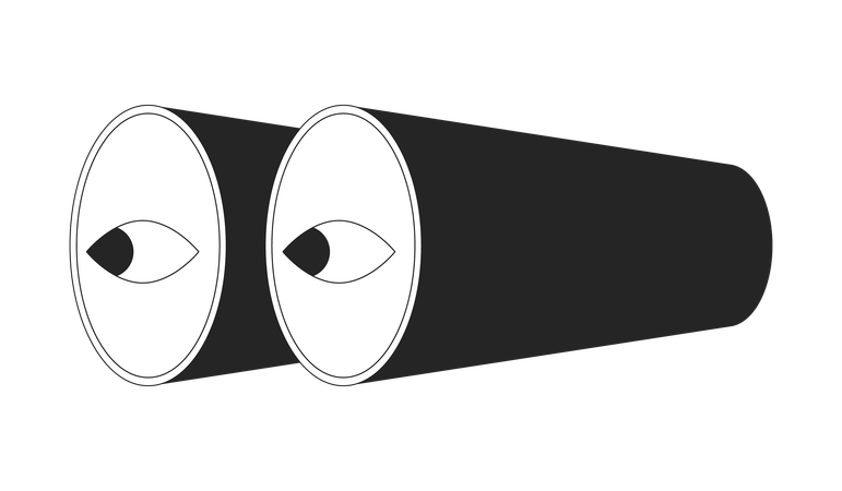 Binóculos com olhos nas lentes  Ilustração