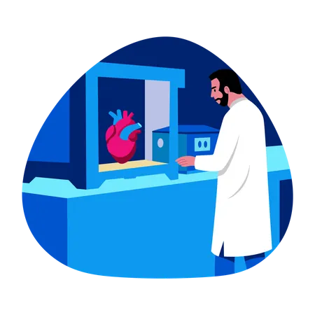Biochemist doing 3d printing  Illustration