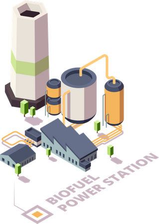 Biofuel Power plant Illustration