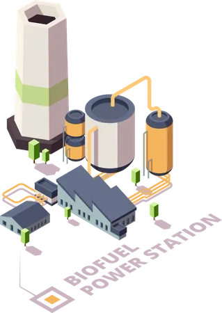 Biofuel Power plant Illustration