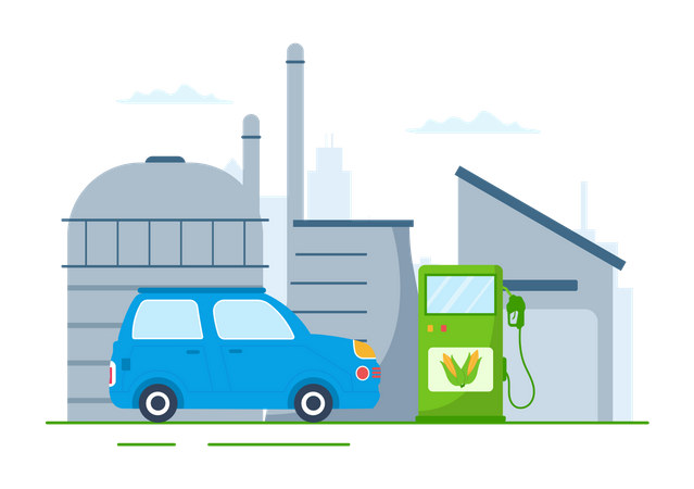 Biofuel with car  Illustration