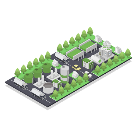 Biogas Energy System Industry  Illustration