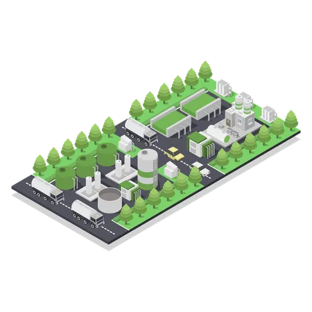 Biogas Energy System Industry  Illustration