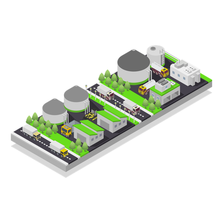 Biogasanlage fabrik lagerung ökologie  Illustration