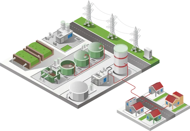 Industrie Des Systemes Energetiques Au Biogaz Illustration