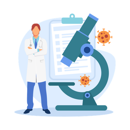 Experimento de ciencias de la biología.  Ilustración