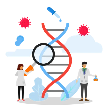Biological experiment with DNA  Illustration