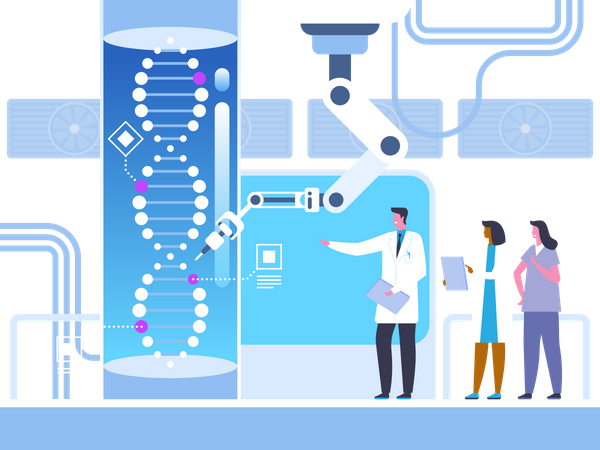 Biological experiment with DNA  Illustration