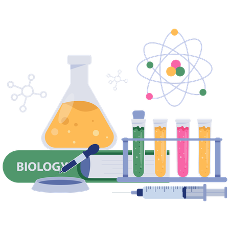 Biologiebücher und -ausrüstung  Illustration